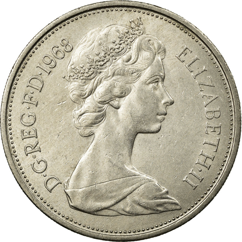 Coin, Great Britain, Elizabeth II, 10 New Pence, 1968, AU(55-58), Copper-nickel