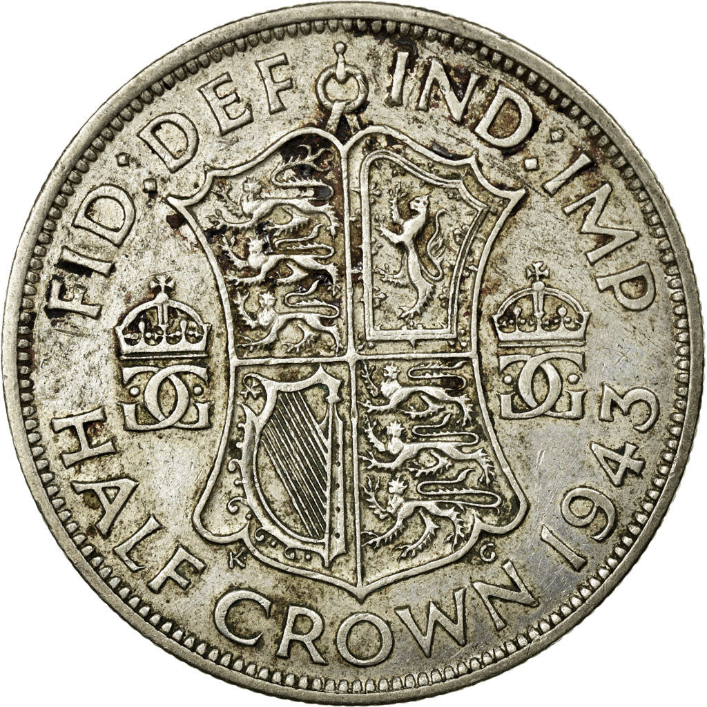 Coin, Great Britain, George VI, 1/2 Crown, 1943, EF(40-45), Silver, KM:856