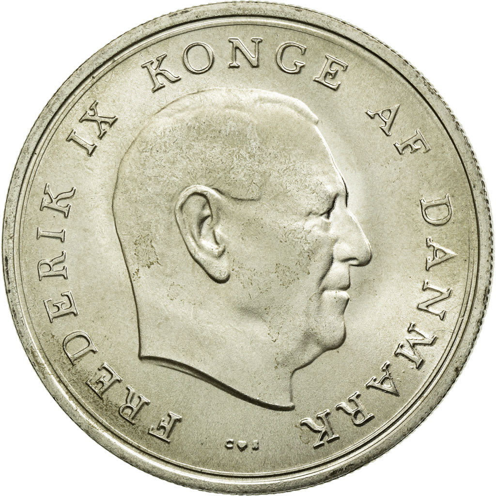 Coin, Denmark, Frederik IX, 10 Kroner, 1967, Copenhagen, MS(63), Silver, KM:856