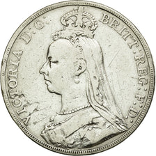 Coin, Great Britain, Victoria, Crown, 1890, VF(20-25), Silver, KM:765