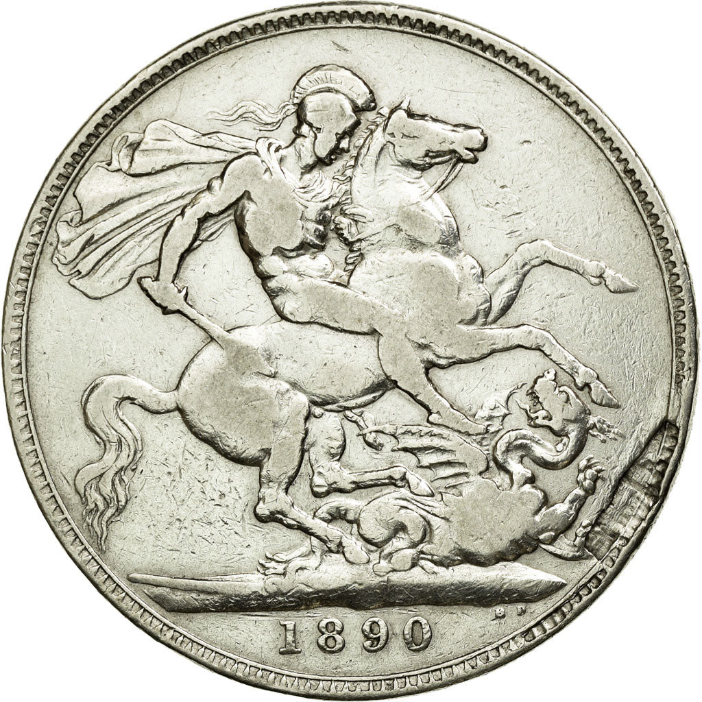 Coin, Great Britain, Victoria, Crown, 1890, VF(20-25), Silver, KM:765