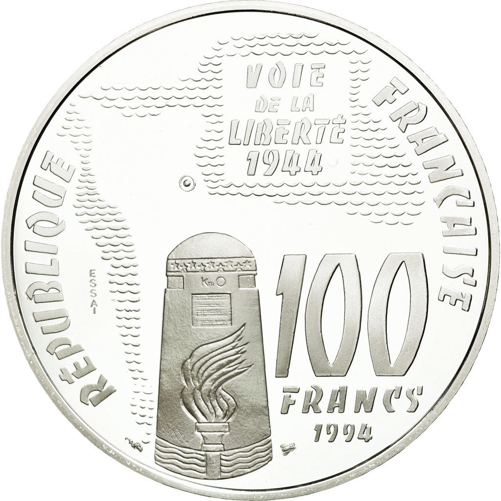 Coin, France, Sainte-Mère-Eglise, 100 Francs, 1994, ESSAI, MS(65-70), Silver