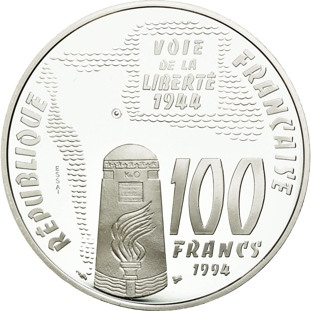 Coin, France, Sainte-Mère-Eglise, 100 Francs, 1994, ESSAI, MS(65-70), Silver
