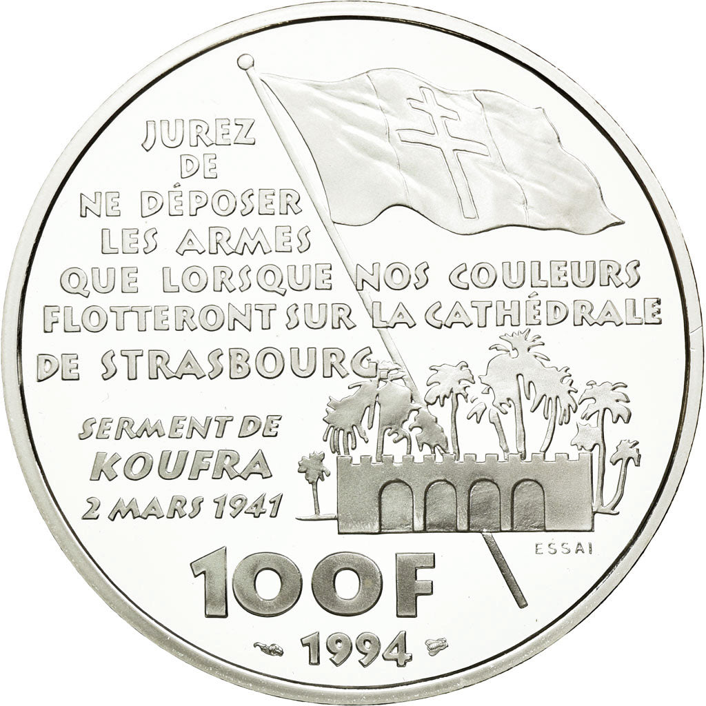 Coin, France, Général Leclerc, 100 Francs, 1994, ESSAI, MS(65-70), Silver