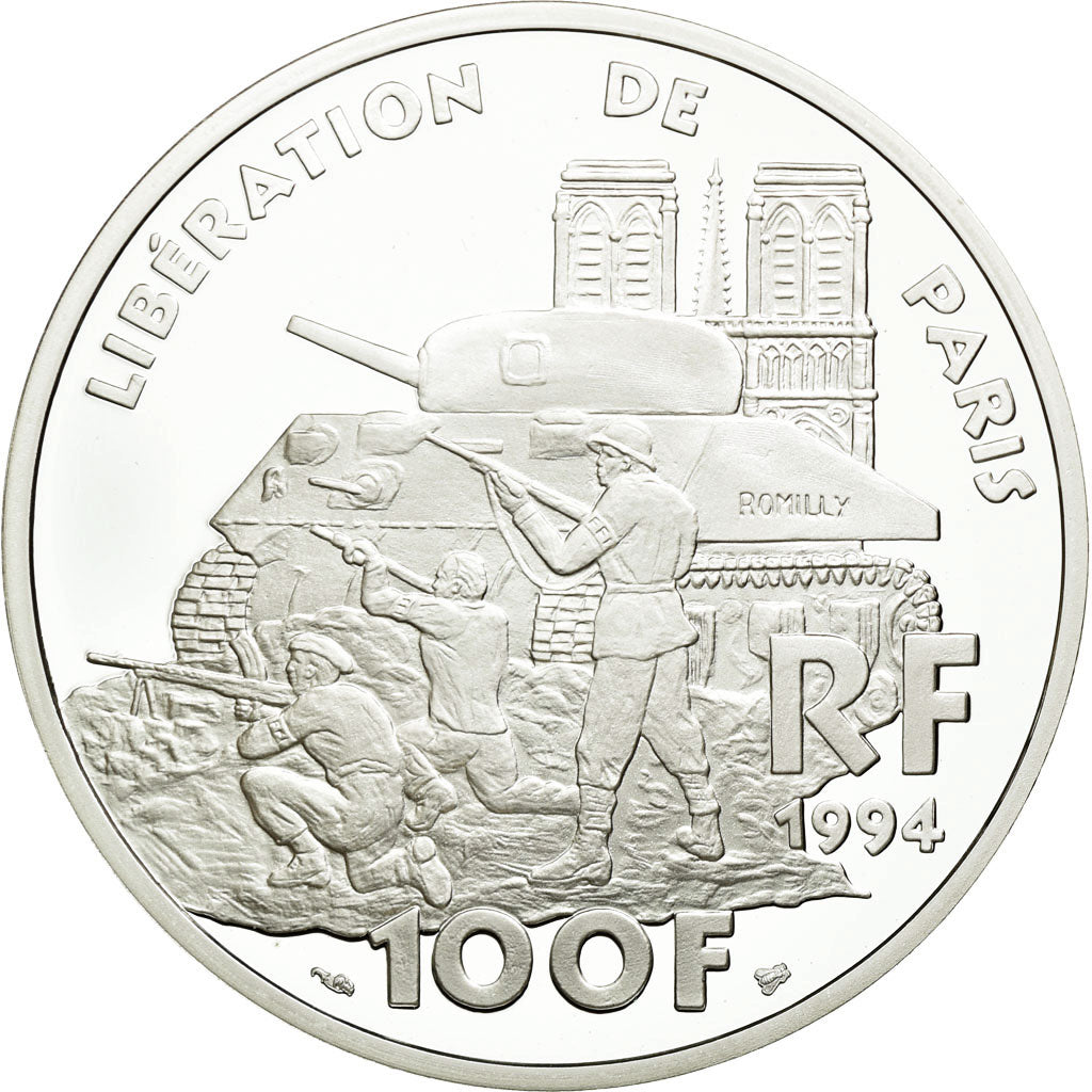 Coin, France, Libération de Paris, 100 Francs, 1994, ESSAI, MS(65-70), Silver