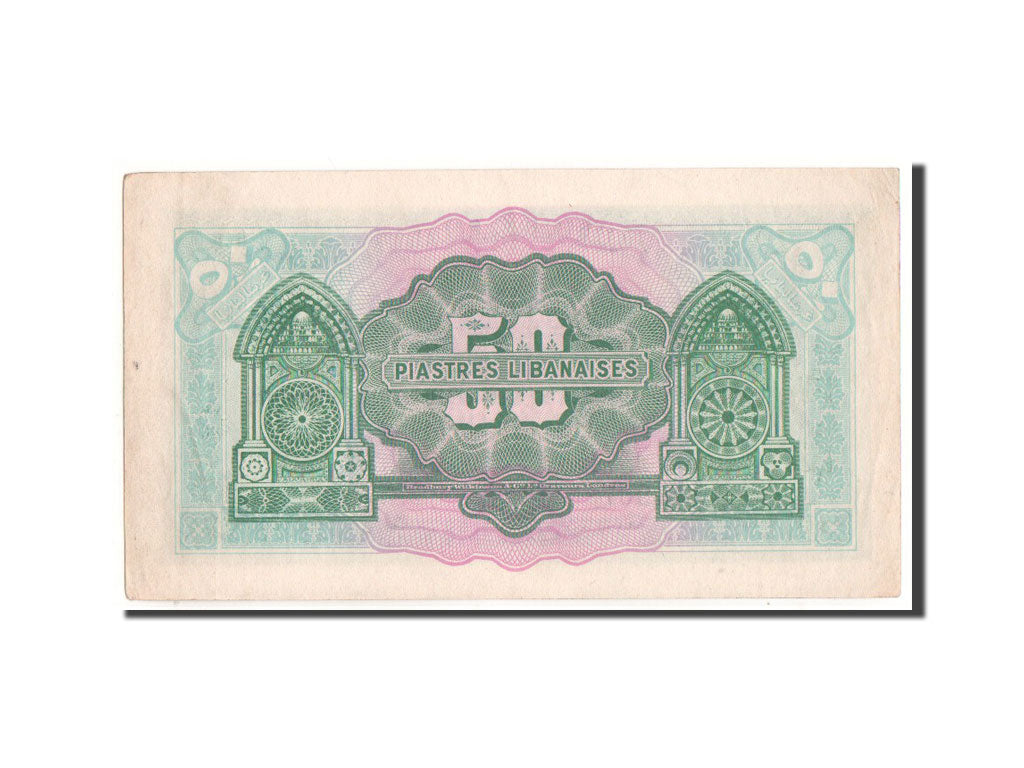 Lebanon, 50 Piastres, 1942, KM #37, AU(55-58), B/2 448