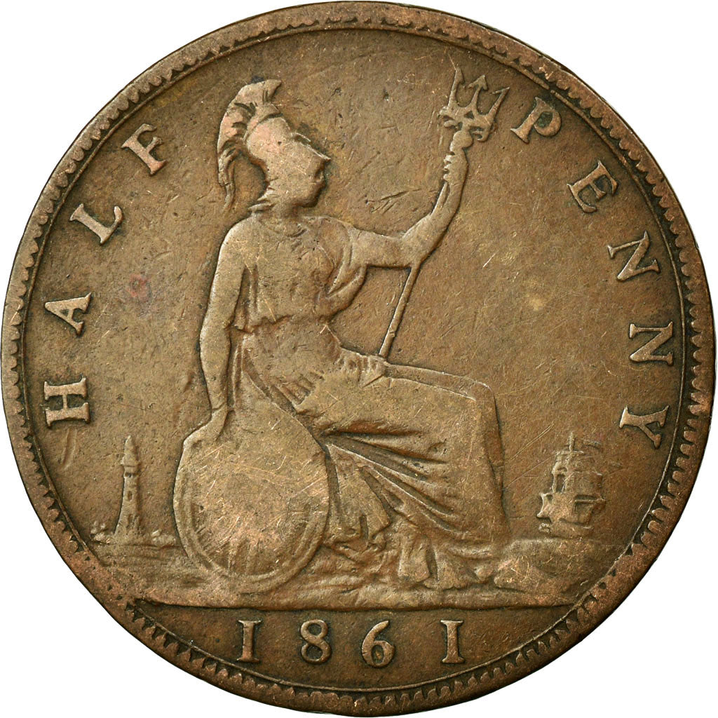 Monnaie, Grande-Bretagne, Victoria, 1/2 Penny, 1861, B, Bronze, KM:748.2