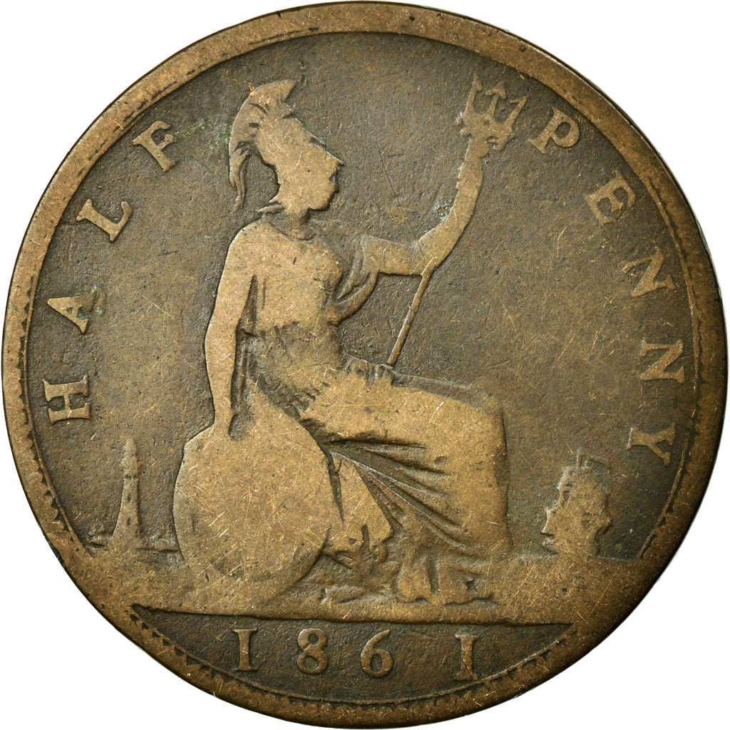 Monnaie, Grande-Bretagne, Victoria, 1/2 Penny, 1861, B, Bronze, KM:748.2