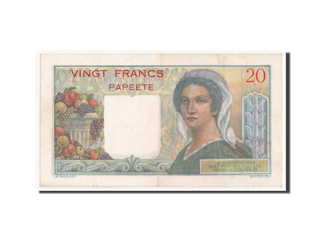 Banknote, Tahiti, 20 Francs, 1963, EF(40-45)