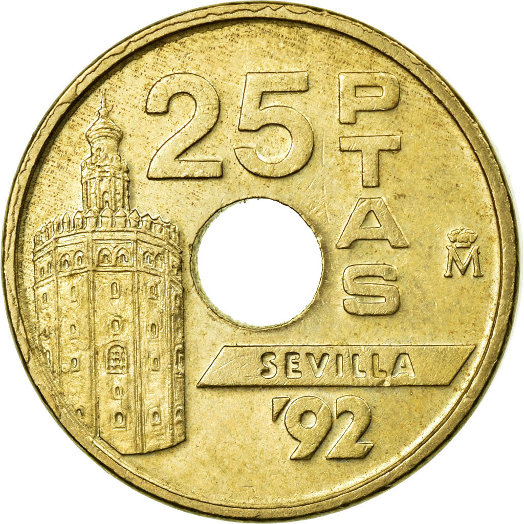 Munten, Spanje, Juan Carlos I, 25 Pesetas, 1992, Madrid, ZF+, Aluminum-Bronze