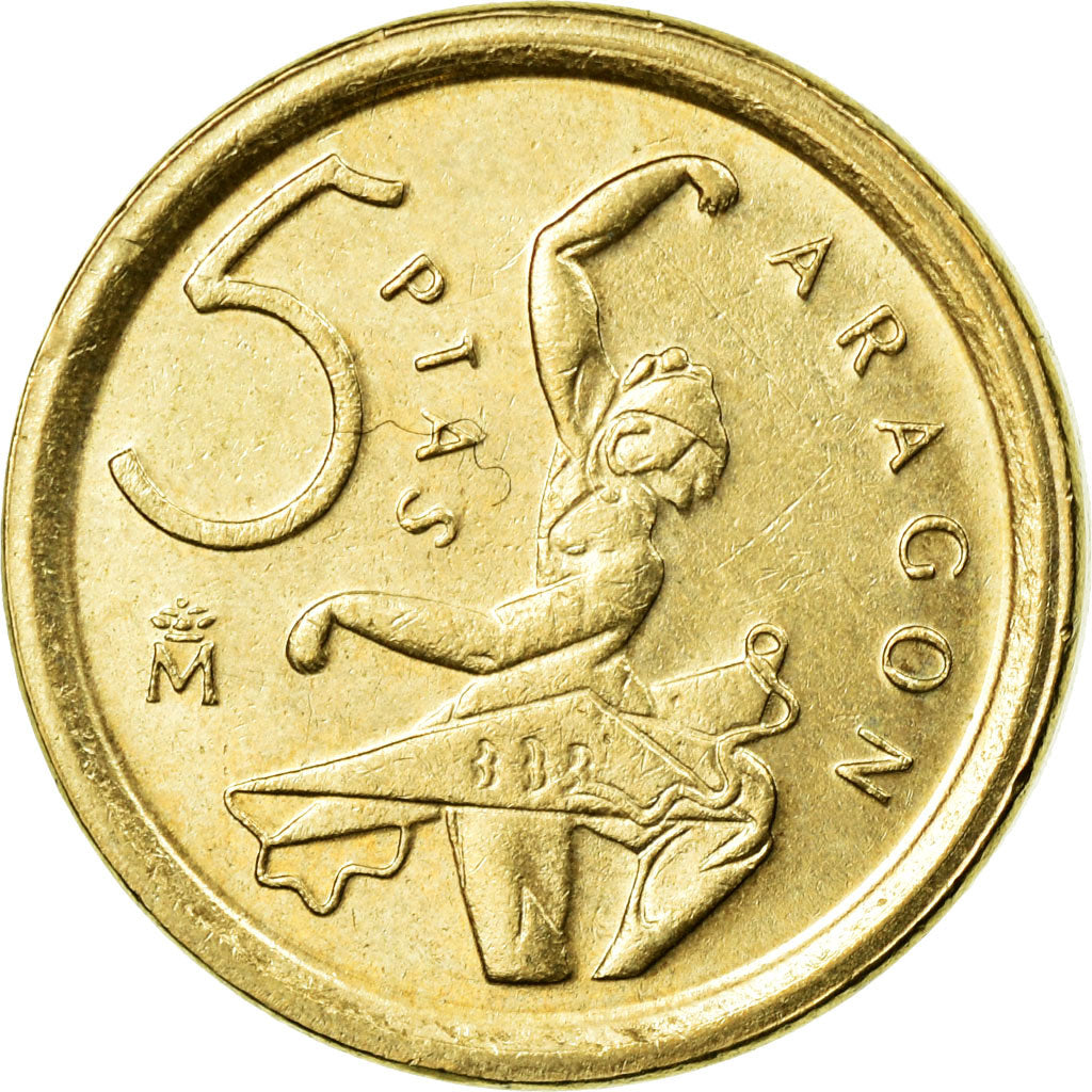 Moeda, Espanha, Juan Carlos I, 5 Pesetas, 1994, Madrid, AU(55-58)