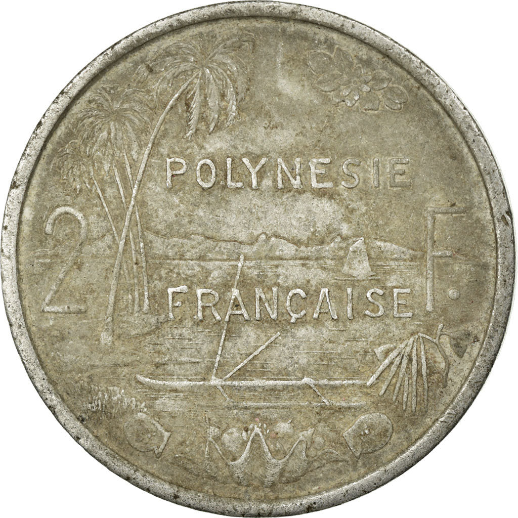 Coin, French Polynesia, 2 Francs, 1975, Paris, VF(20-25), Aluminum, KM:10