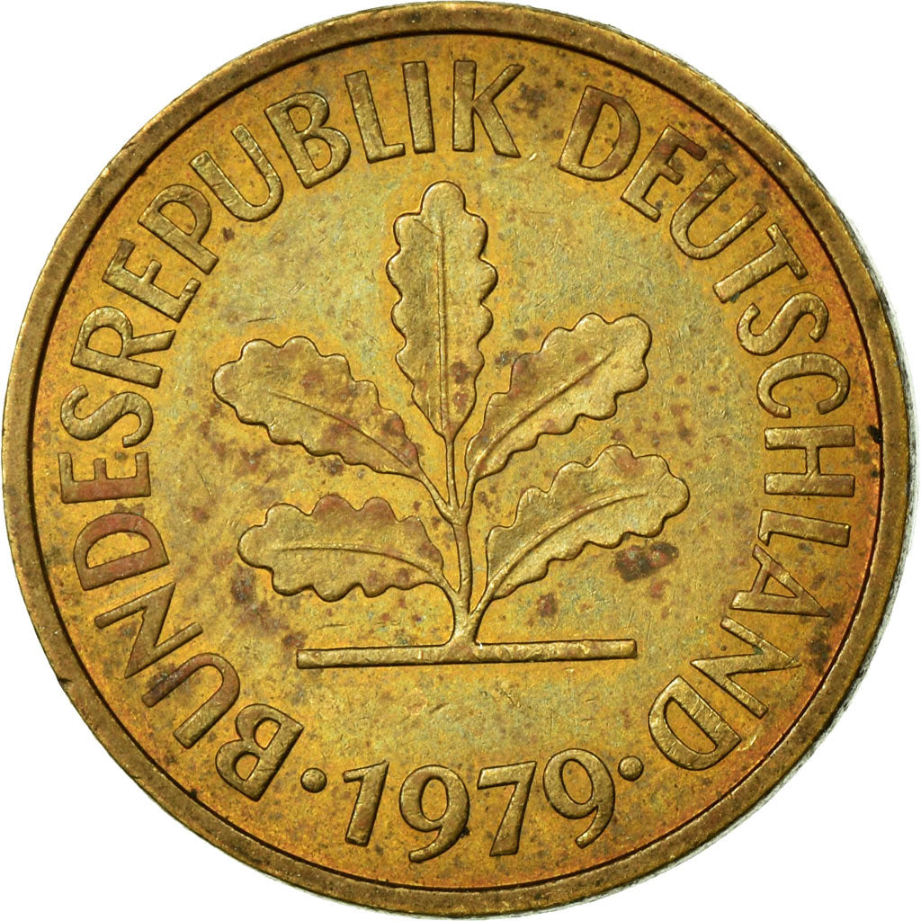Monnaie, République fédérale allemande, 5 Pfennig, 1979, Hambourg, TTB, Brass