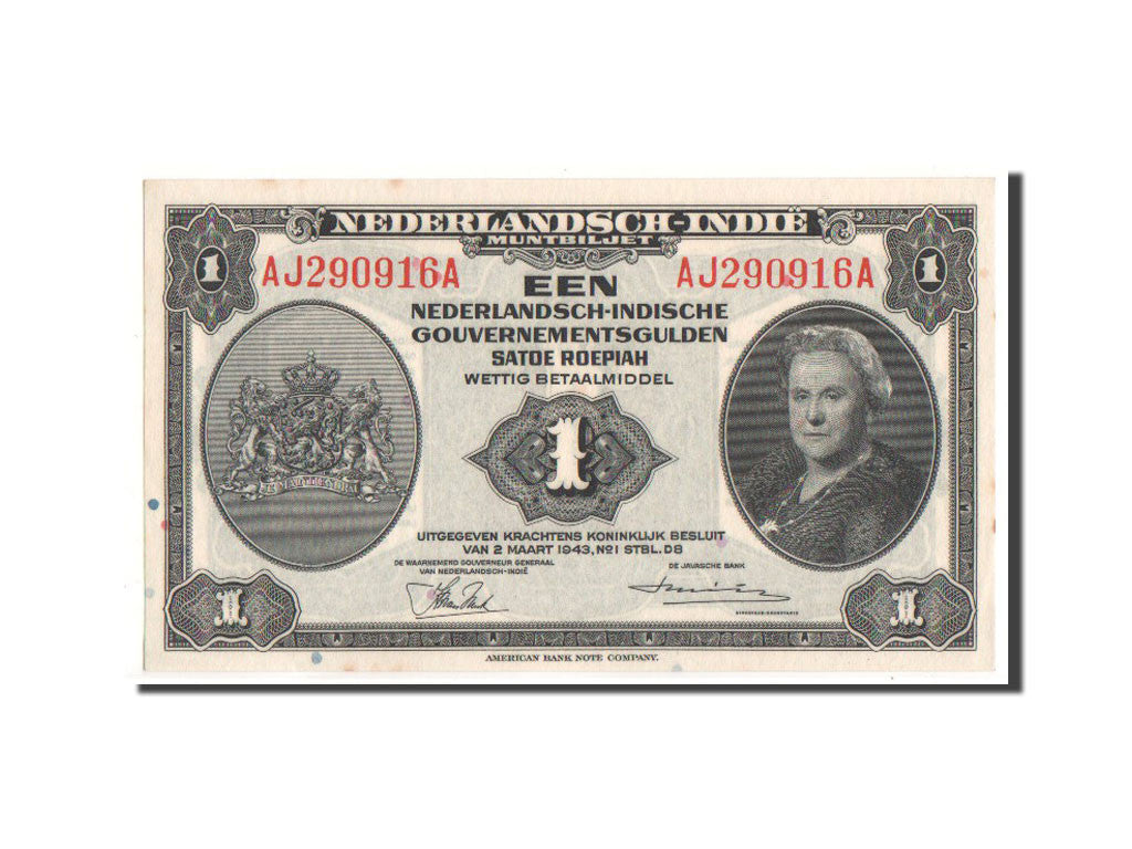 Banknote, Netherlands Indies, 1 Gulden, 1943, UNC(64)