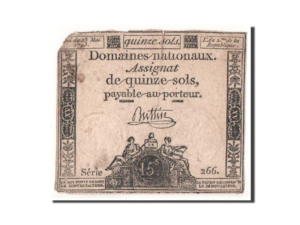 France, 15 Sols, 1792, KM #A65, 1792-10-24, VF(20-25), Lafaurie #160, France,...