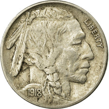Coin, United States, Buffalo Nickel, 5 Cents, 1918, U.S. Mint, Philadelphia