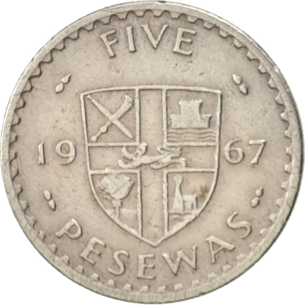 Ghana, 5 Pesewas, 1967, AU(50-53), Copper-nickel, KM:15