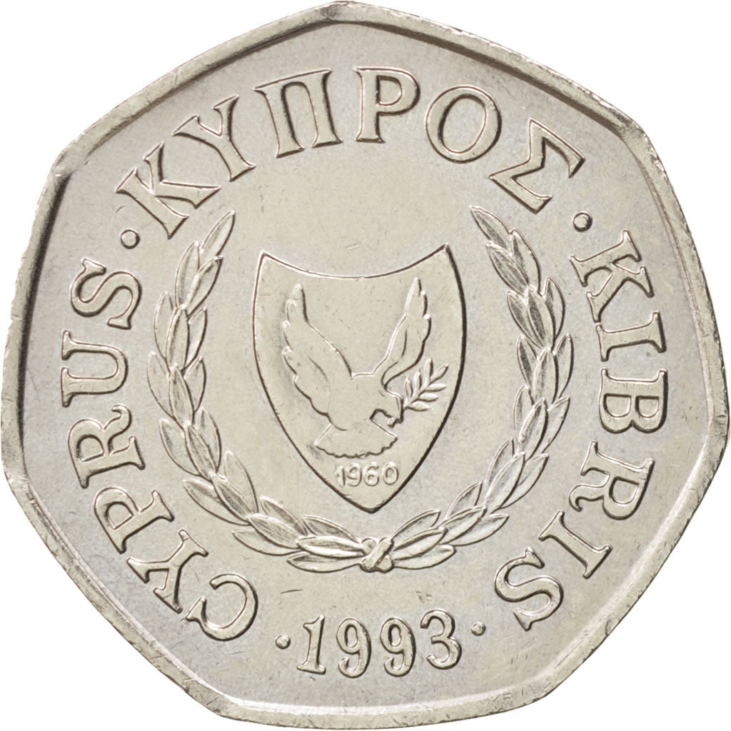 Munten, Cyprus, 50 Cents, 1993, ZF+, Copper-nickel, KM:66