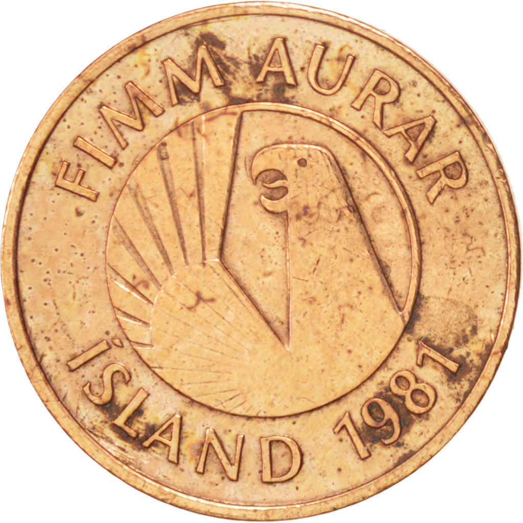 Coin, Iceland, 5 Aurar, 1981, AU(50-53), Bronze, KM:24