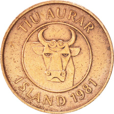 Iceland, 10 Aurar, 1981, AU(50-53), Bronze, KM:25