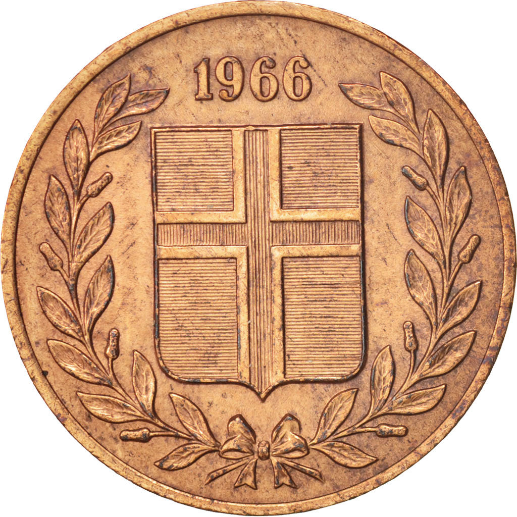 Coin, Iceland, 5 Aurar, 1966, AU(50-53), Bronze, KM:9