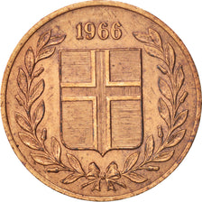 Moneta, Islandia, 5 Aurar, 1966, AU(50-53), Bronze, KM:9