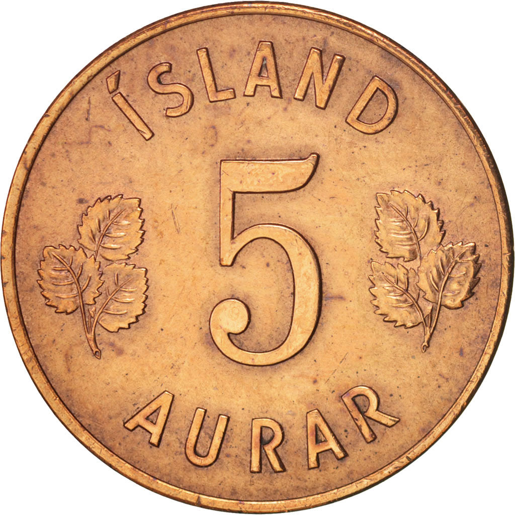 Coin, Iceland, 5 Aurar, 1966, AU(50-53), Bronze, KM:9