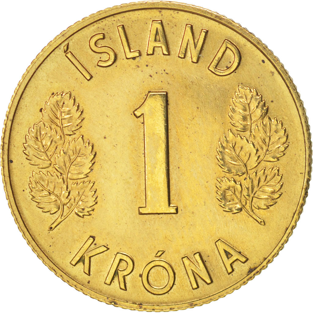 Iceland, Krona, 1975, AU(50-53), Nickel-brass, KM:12a