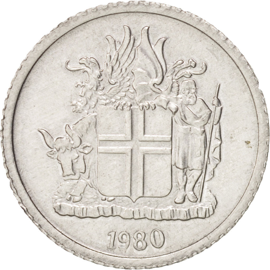 Coin, Iceland, Krona, 1980, AU(50-53), Aluminum, KM:23