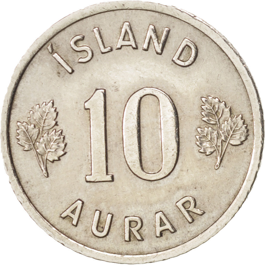 Coin, Iceland, 10 Aurar, 1966, AU(50-53), Copper-nickel, KM:10