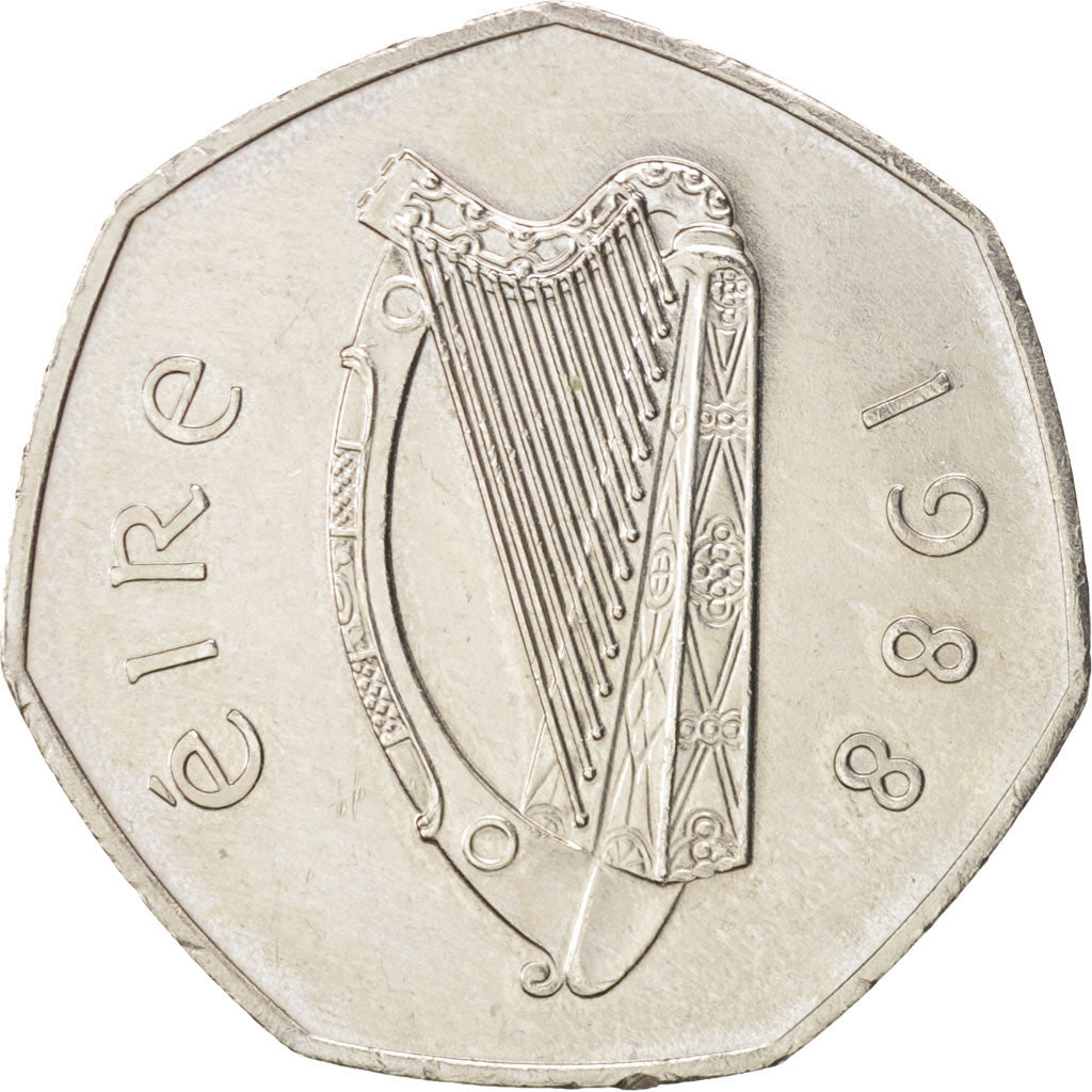 REPUBBLICA D’IRLANDA, 50 Pence, 1988, BB+, Rame-nichel, KM:26