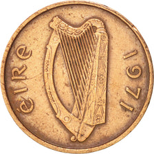 Munten, REPUBLIEK IERLAND, 1/2 Penny, 1971, ZF+, Bronze, KM:19