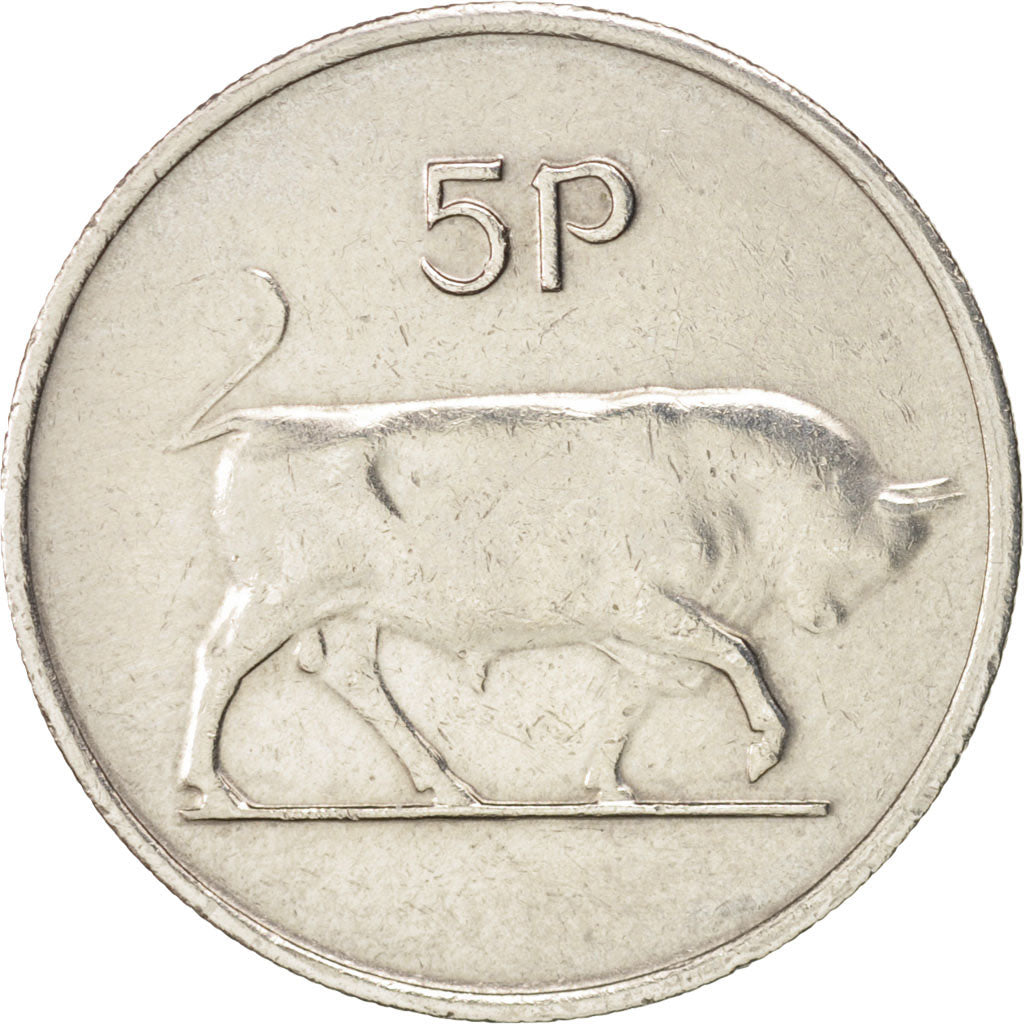 Coin, IRELAND REPUBLIC, 5 Pence, 1980, AU(50-53), Copper-nickel, KM:22