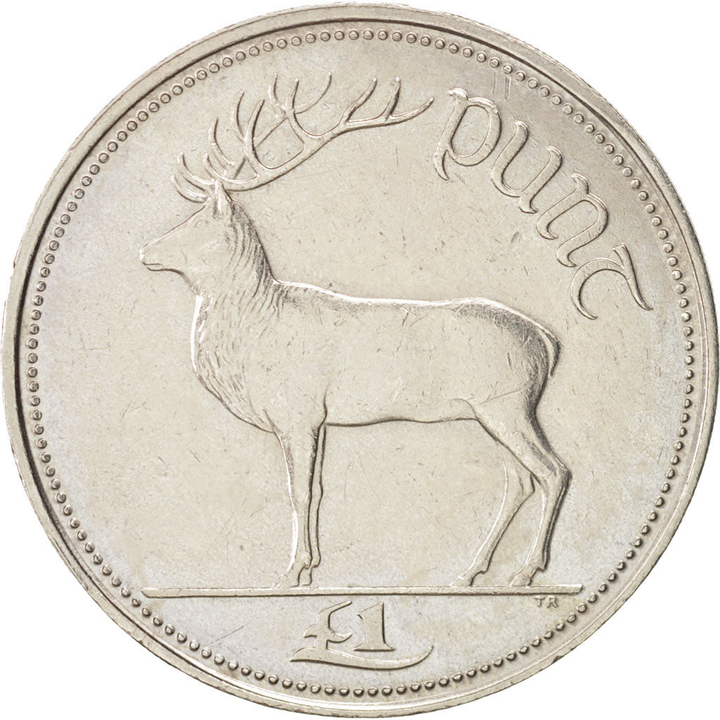 IRELAND REPUBLIC, Punt, Pound, 1990, AU(50-53), Copper-nickel, KM:27