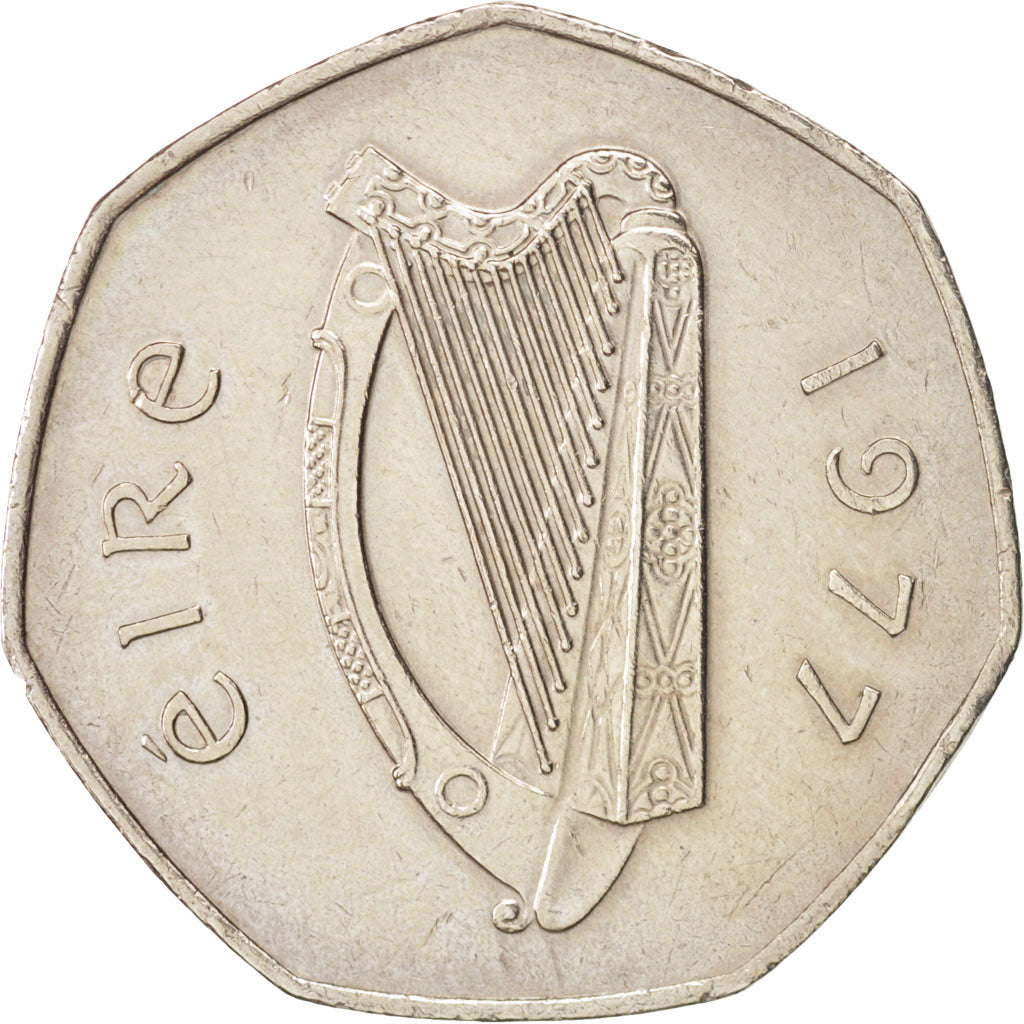IRELAND REPUBLIC, 50 Pence, 1977, AU(50-53), Copper-nickel, KM:24