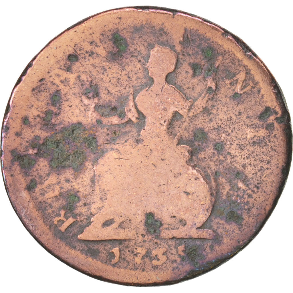 Great Britain, George II, Farthing, 1735, VG(8-10), Copper, KM:572