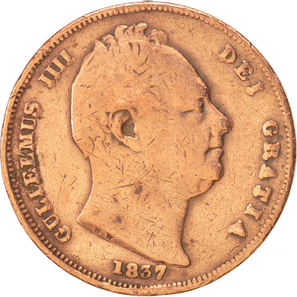 Great Britain, William IV, Farthing, 1837, VF(20-25), Copper, KM:705