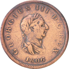 Great Britain, George III, 1/2 Penny, 1806, VF(20-25), Copper, KM:662