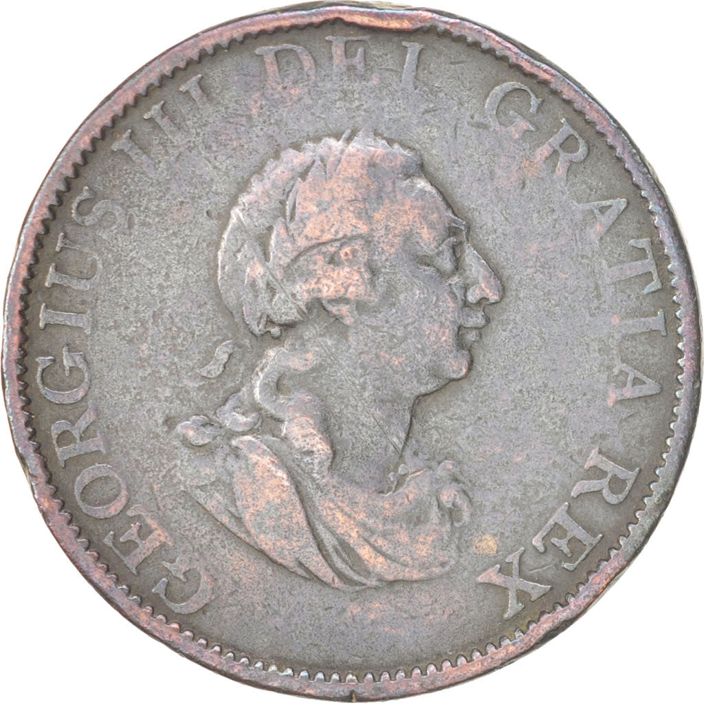 Great Britain, George III, 1/2 Penny, 1799, VF(20-25), Copper, KM:647