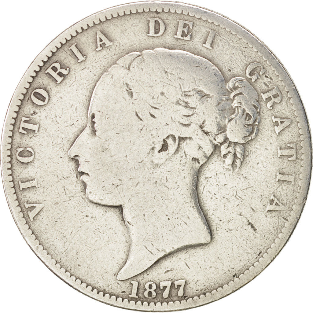 Great Britain, Victoria, 1/2 Crown, 1877, VF(20-25), Silver, KM:756
