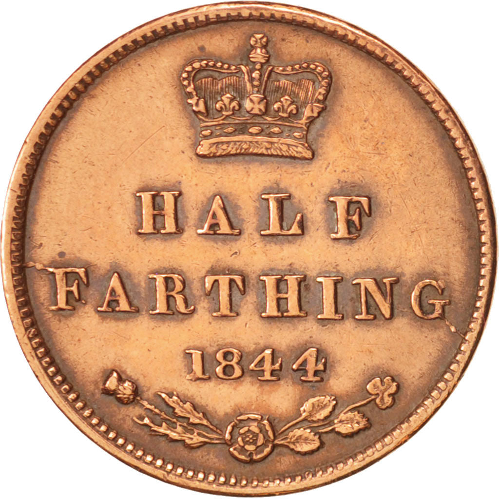 Coin, Great Britain, Victoria, 1/2 Farthing, 1844, AU(50-53), Copper, KM:738