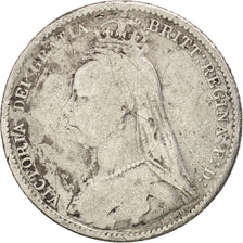 Great Britain, Victoria, 6 Pence, 1892, F(12-15), Silver, KM:760