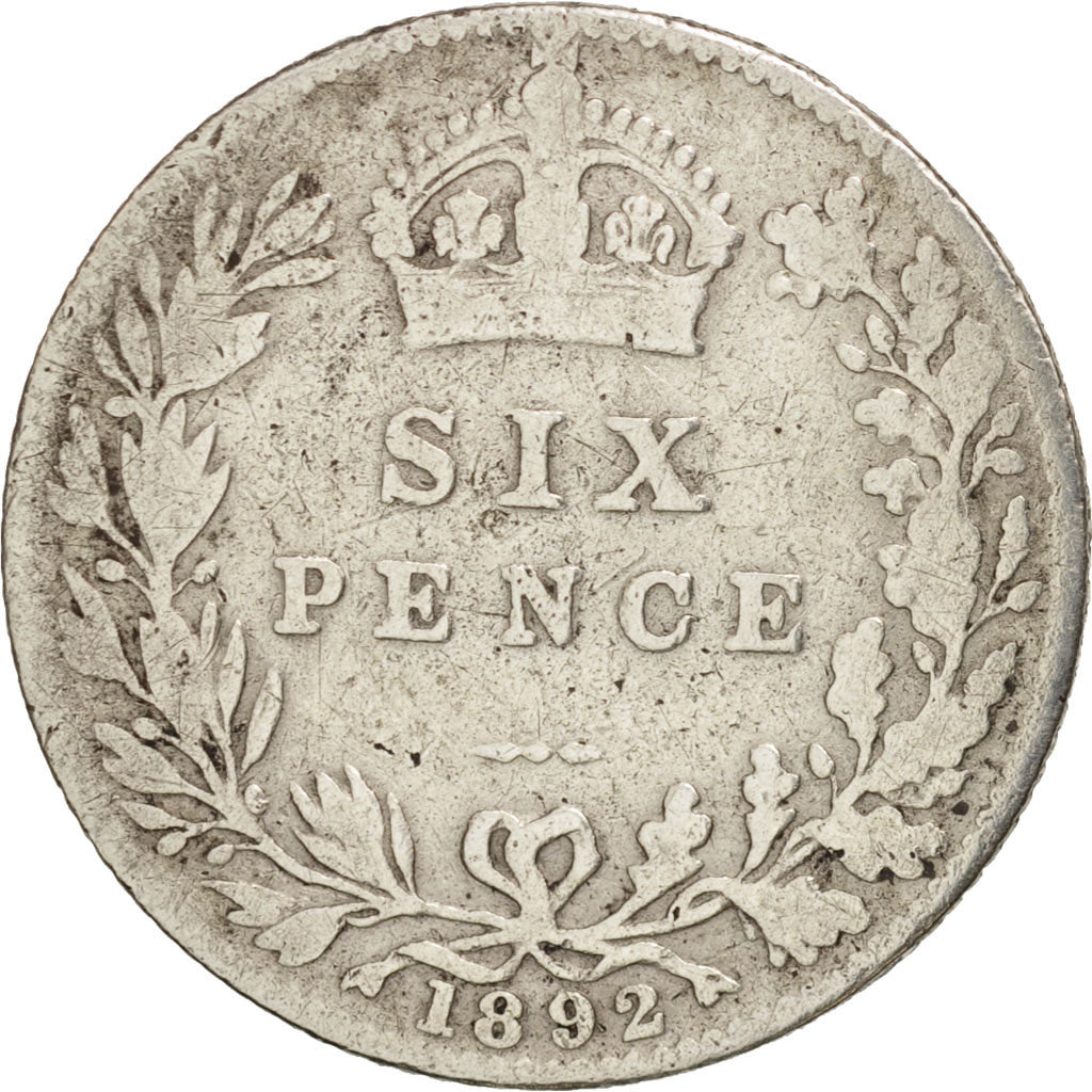 Great Britain, Victoria, 6 Pence, 1892, F(12-15), Silver, KM:760