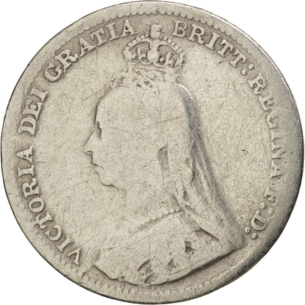 Great Britain, Victoria, 3 Pence, 1890, F(12-15), Silver, KM:758