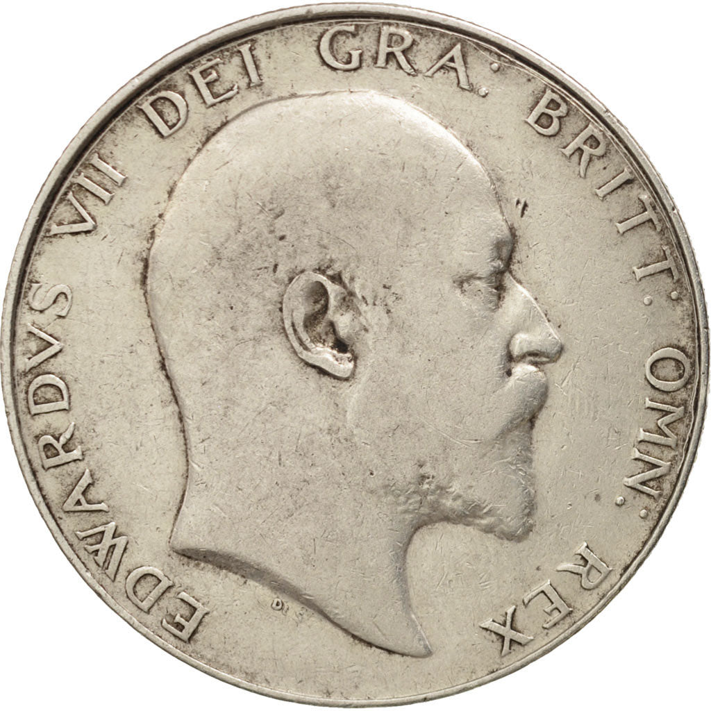 Great Britain, Edward VII, 1/2 Crown, 1910, VF(30-35), Silver, KM:802