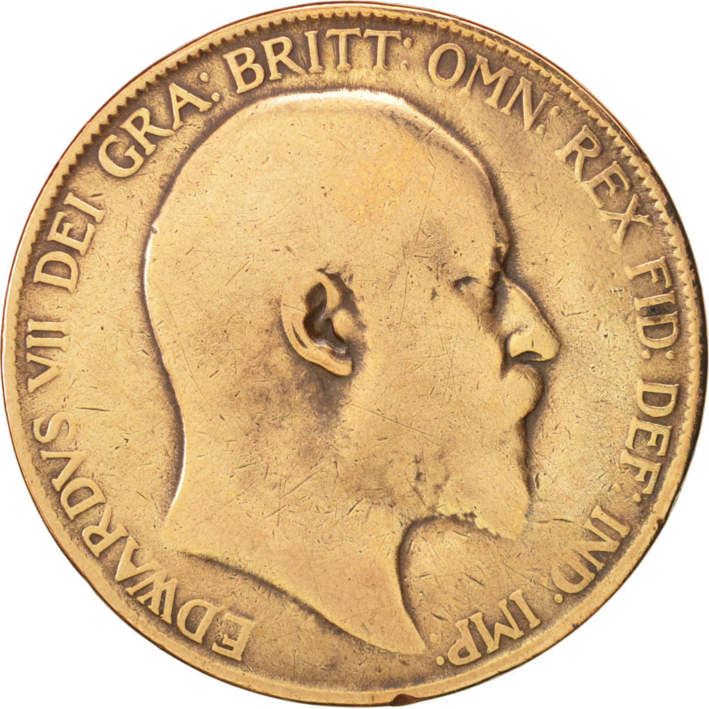 Coin, Great Britain, Edward VII, Penny, 1907, VF(20-25), Bronze, KM:794.2