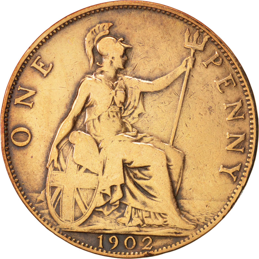 Coin, Great Britain, Edward VII, Penny, 1902, VF(30-35), Bronze, KM:794.2
