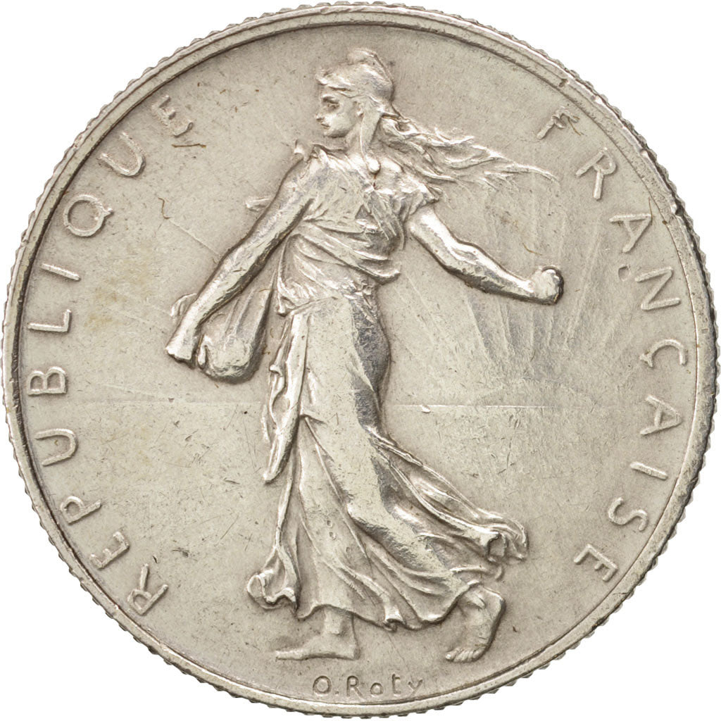 France, Semeuse, 2 Francs, 1916, Paris, AU(50-53), Silver, KM:845.1, Gad:532