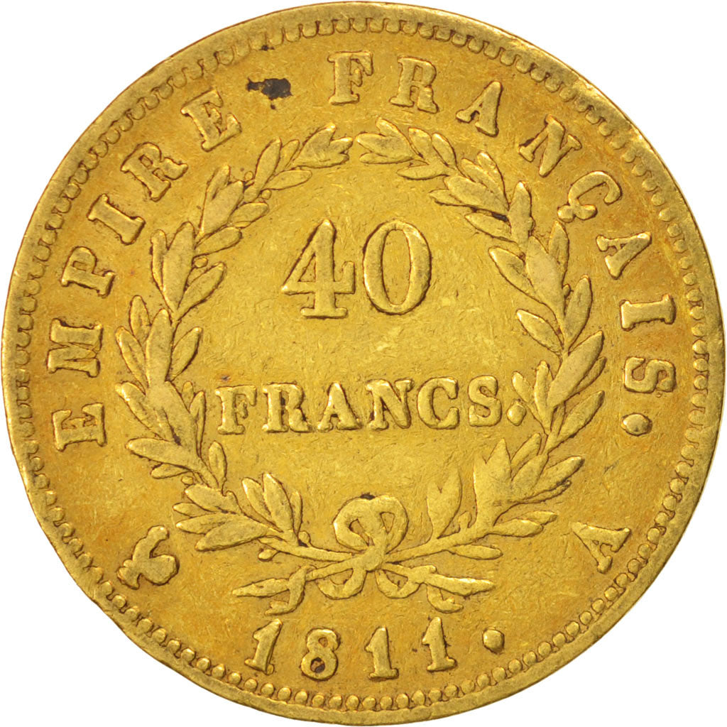 Moneda, Francia, Napoléon I, 40 Francs, 1811, Paris, MBC, Oro, KM:696.1