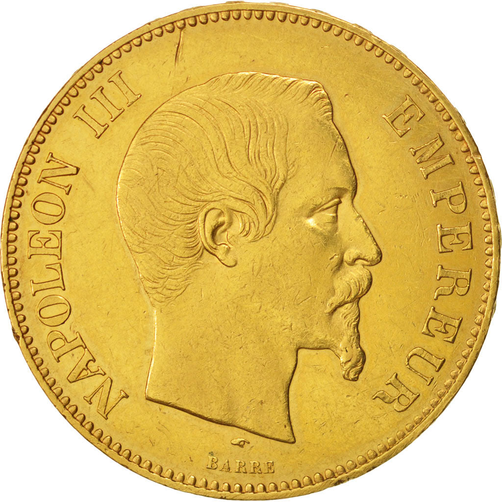 France, Napoleon III,100 Francs, 1857, Paris, AU(50-53), Gold, KM 786.1